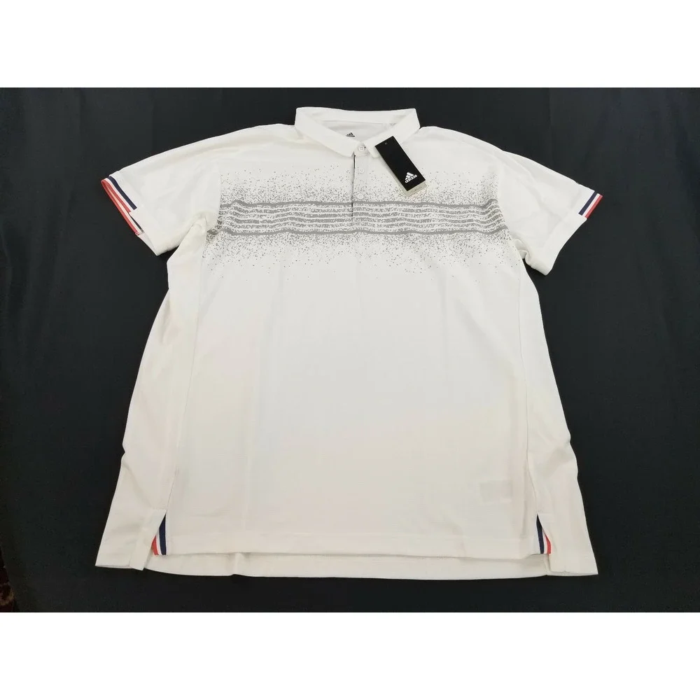 Adidas men polo shirt Climalite CG2542 white 2XL MSRP $70